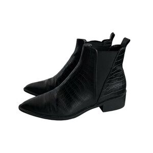 Steve Madden Croc Embossed Ankle Pointed Toe Boots